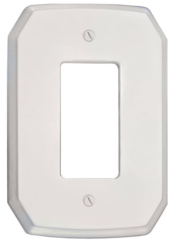 Atron 1037R Wallplate, 1-Gang, Wood, White