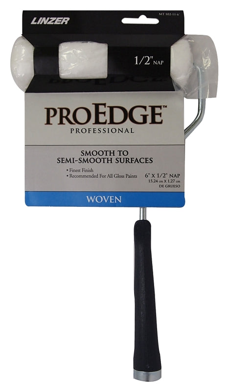 Linzer MT102-11 6IN Mini Roller, 1/2 in Nap, Fabric Cover, Threaded Handle, 6 in L Roller