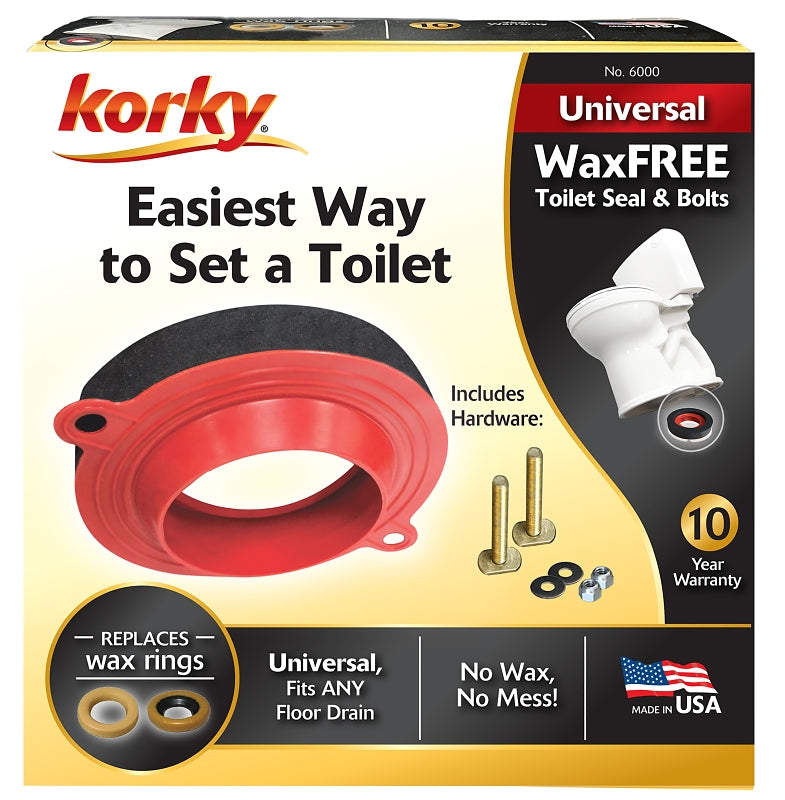 Korky 6000FR Toilet Seal Kit, Rubber, Red, For: 3 in and 4 in Drain Pipes