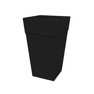 Bloem Finley Series FPS2500-2 Planter, 23.99 in H, 11.74 in W, 9-1/2 in D, Square, Tall, Tapered Design, Resin, Black