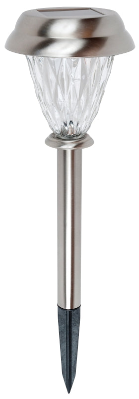 Boston Harbor Solar Stake Light w/Water Glass Lens, Ni-Mh Battery, AA Battery, 1-Lamp, Stainless Steel