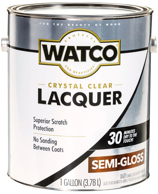 WATCO 63131 Lacquer, Semi-Gloss, Liquid, Clear, 1 gal, Can