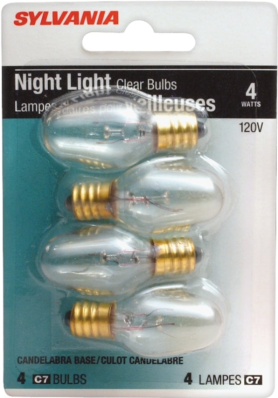 Sylvania 13549 Incandescent Lamp, 4 W, Candelabra E12 Lamp Base, 2850 K Color Temp, 3000 hr Average Life