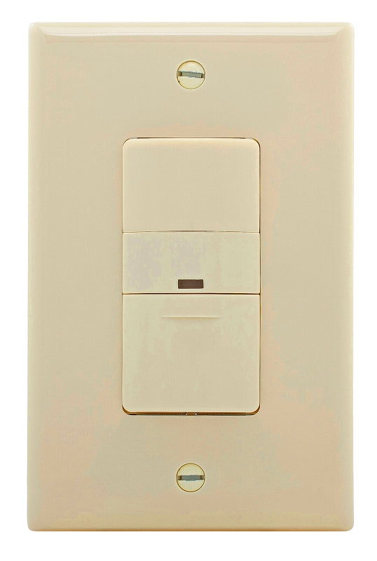 Eaton Wiring Devices OS306U-LA-K Motion Sensor Switch, 120 V, 1 -Pole, Motion Sensor, 180 deg Sensing, Light Almond