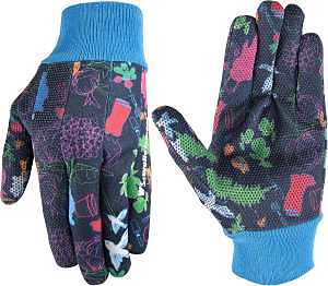 Wells Lamont 321M-990 Gardening Gloves, Women's, M, Knit Cuff, RPET Fabric, Blue/Multi-Color