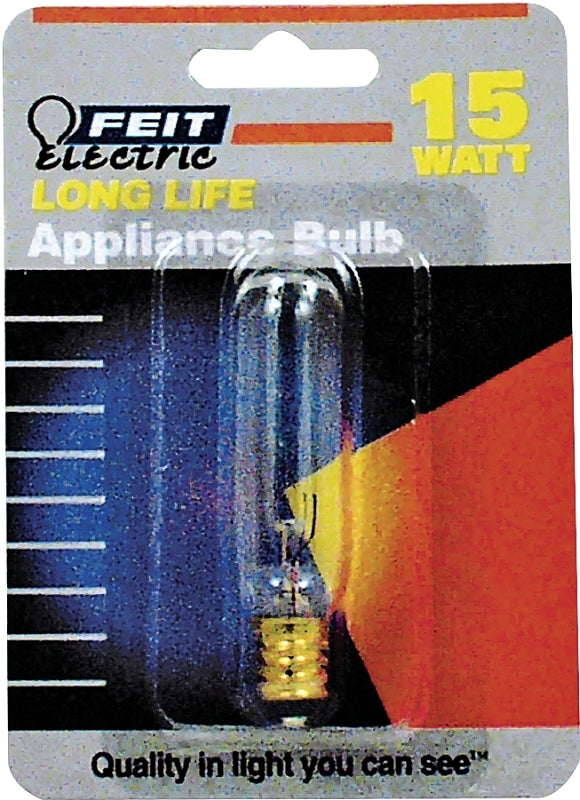 Feit Electric BP15T6-145 Incandescent Lamp, 15 W, T6 Lamp, Candelabra E12 Lamp Base, 2700 K Color Temp