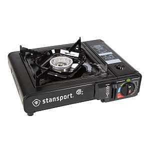 Stansport 186-100 Stove, 1-Burner, Butane, 8000 Btu, Piezo Ignition, Stainless Steel