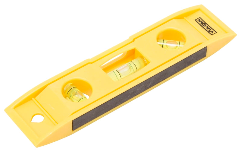 Vulcan 50776D Torpedo Level, 6 in L, 3-Vial, 1-Hang Hole, Magnetic, Plastic