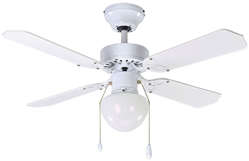 Canarm Galaxy Series CF15636411S Ceiling Fan, 5-Blade, White Housing, Bleached Oak/White Blade, 36 in Sweep, 3-Speed