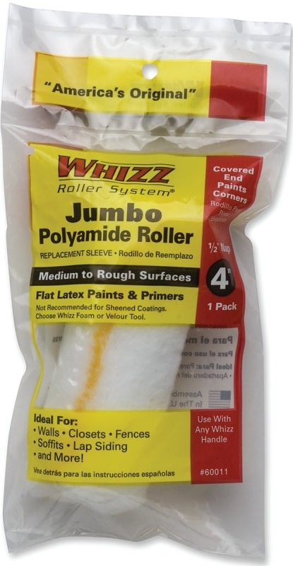 Whizz 60011 Roller Cover, 1/2 in Thick Nap, 4 in L, Polyamide Cover