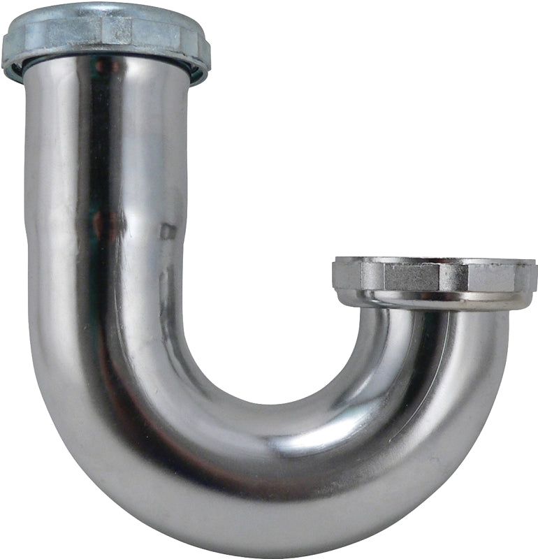 Plumb Pak PP7CP J-Bend with Captured Nut, 1-1/2 in, Slip Joint, Brass, Chrome