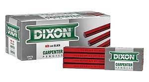 Dixon Ticonderoga 19973 Carpenter Pencil, 7 in L, Wood Barrel, Black/Red Barrel