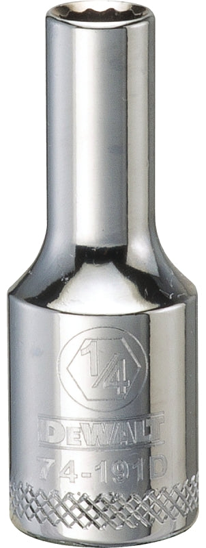 DeWALT DWMT74191OSP Drive Socket, 1/4 in Socket, 3/8 in Drive, 12-Point, Vanadium Steel, Polished Chrome