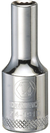DeWALT DWMT74191OSP Drive Socket, 1/4 in Socket, 3/8 in Drive, 12-Point, Vanadium Steel, Polished Chrome