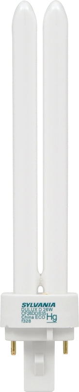 Sylvania 21114 Compact Fluorescent Bulb, 26 W, T4 Lamp, G24D-3 Lamp Base, 1710 Lumens, 3500 K Color Temp