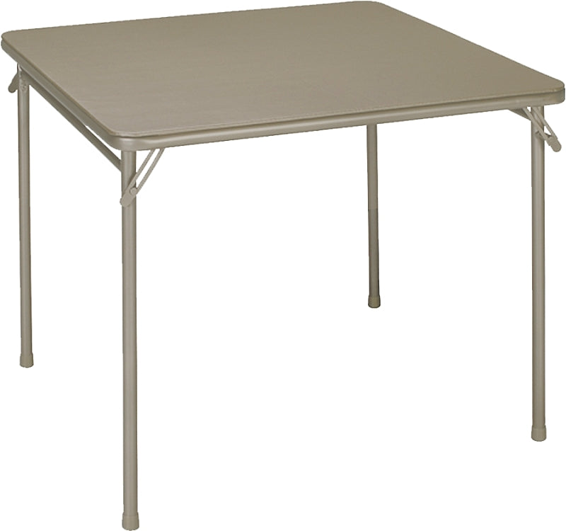 Cosco 14619ANT2 Folding Table, 33-3/4 in OAW, 33-3/4 in OAD, 28 in OAH, Steel Frame, Vinyl Tabletop, Antique Linen