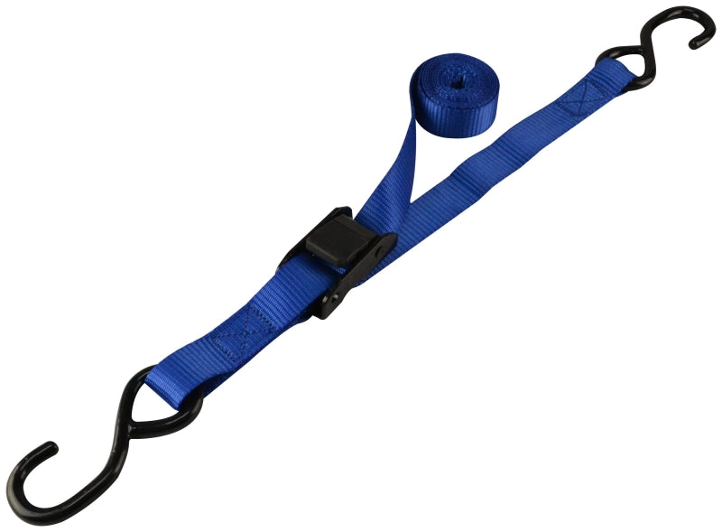 ProSource FH64051 Tie-Down, 1 in W, 6 ft L, Polyester Webbing, Metal Buckle, Blue, 400 lb, S-Hook End Fitting