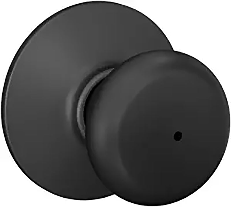 Schlage F Series F40 V PLY 622 Privacy Lockset, Round Design, Knob Handle, Matte Black, Metal, Interior Locking