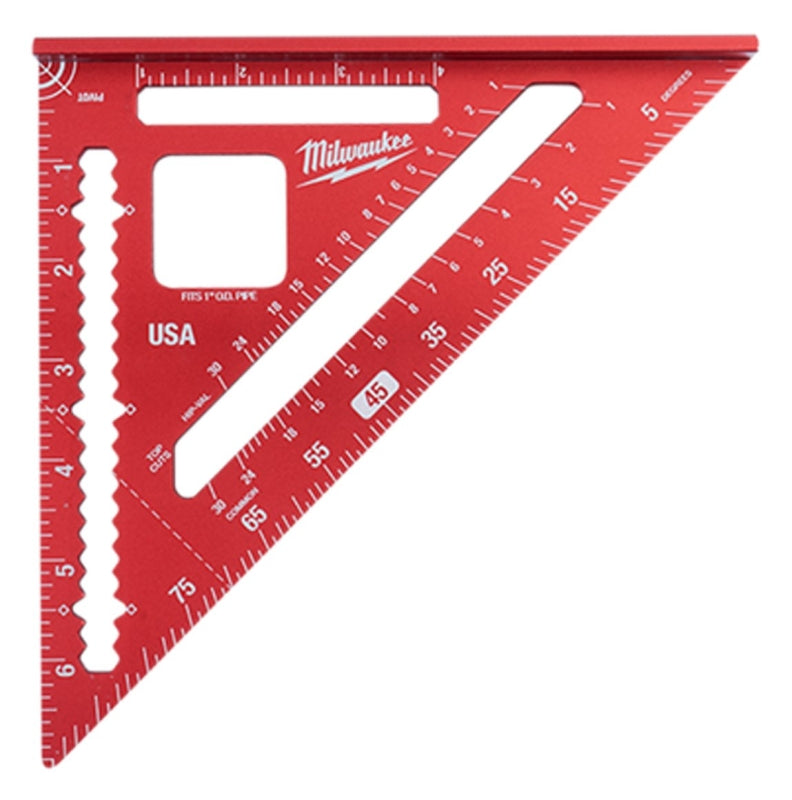 Milwaukee MLSQM070 Magnetic Rafter Square, 1/8 in, Aluminum, 7-1/4 in L, 7-1/4 in W