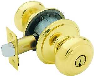 Schlage Georgian Series F51A GEO 505 Entry Knob, Knob Handle, Bright Brass, Metal, C Keyway, Residential, 2 Grade