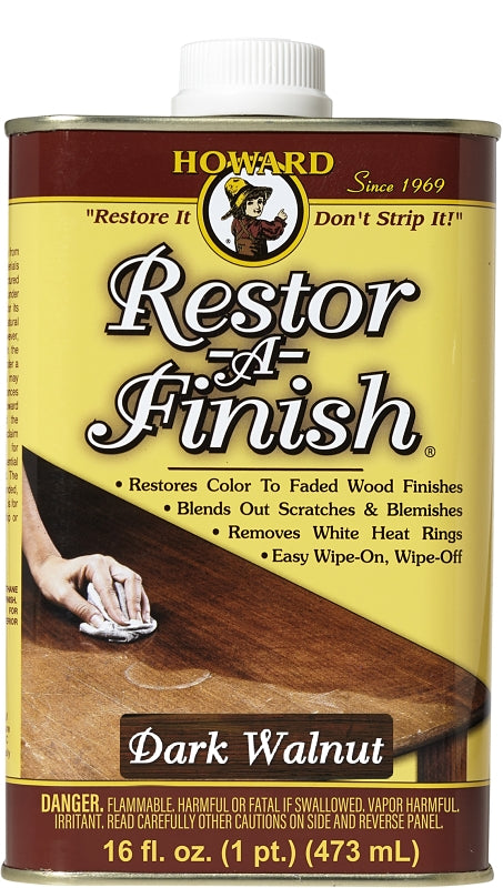 Howard RF6016 Wood Restorer, Dark Walnut, Liquid, 16 oz, Can