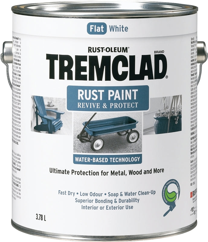Tremclad 26061WB155 Rust Preventative Paint, Water, Flat, White, 3.78 L, Can