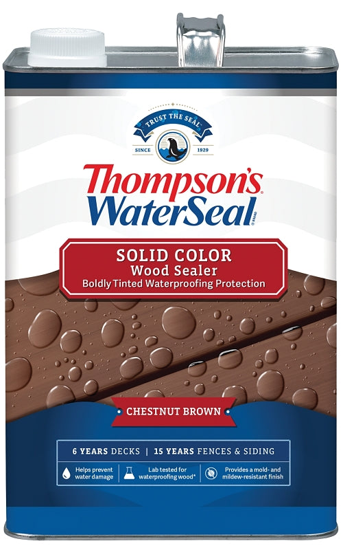 Thompson's WaterSeal TH.093301-16 Wood Sealer, Solid, Liquid, Chestnut Brown, 1 gal