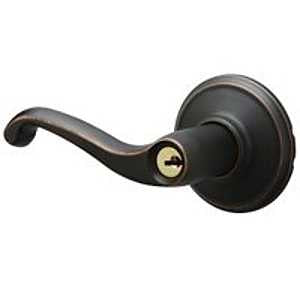 Schlage F Series F51A V FLA 716 Entry Lever, Mechanical Lock, Aged Bronze, Metal, Residential, 2 Grade