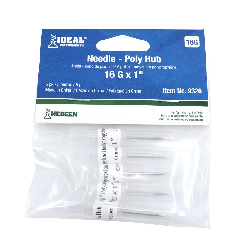 Neogen 9326 Hub Needle, 16 ga, 1 in L, 5/PK