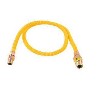 Eastman 20YE50V148B Gas Connector, 1/2 in, FIP x MIP, Stainless Steel, Epoxy-Coated, 48 in L, 1/2 in OD