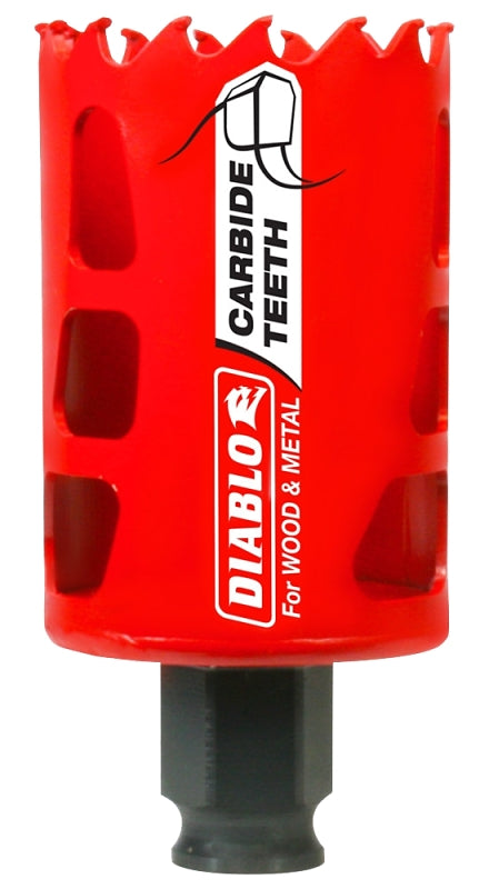 Diablo DHS1750CT GP Hole Saw, 1-3/4 in Dia, 2-3/8 in D Cutting, 3/8 in Arbor, Carbide Cutting Edge