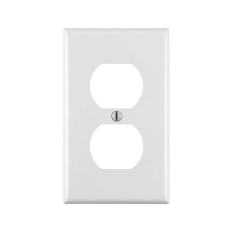 Leviton 88003 Receptacle Wallplate, 4-1/2 in L, 2-3/4 in W, 1 -Gang, Thermoset Plastic, White, Smooth