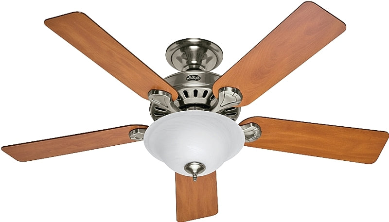 Hunter 53249/28723 Ceiling Fan, 5-Blade, Blackened Rosewood/Chestnut Blade, 52 in Sweep, 3-Speed, With Lights: Yes