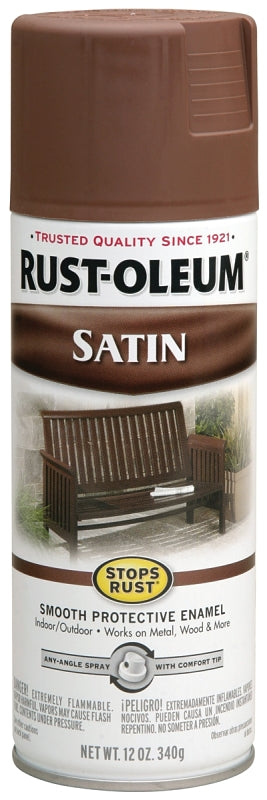 Rust-Oleum 7774830 Rust Preventative Spray Paint, Low Satin, Chestnut, 12 oz, Can