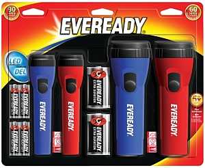Eveready EVM5511S Flashlight, AA, D Battery, Alkaline Battery, LED Lamp, 8 Lumens Lumens, 125 hr Run Time