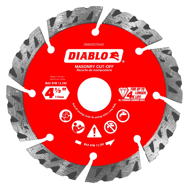Diablo DMADST0450 Saw Blade, 4-1/2 in Dia, Segmented Rim, 1/PK