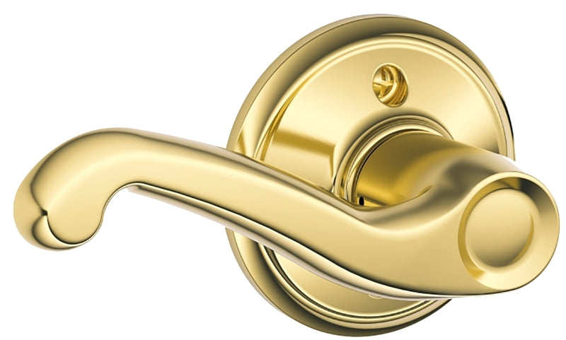 Schlage F Series F170FLA605RH Right Hand Dummy Lever, Mechanical Lock, Bright Brass, Metal, Residential, Right Hand