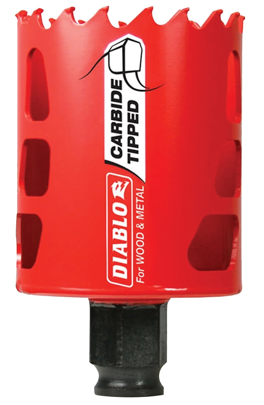 Diablo DHS2125CT GP Hole Saw, 2-1/8 in Dia, 2-3/8 in D Cutting, 3/8 in Arbor, Carbide Cutting Edge