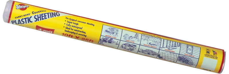 Warp's 12-4CH10B Polyethylene Sheeting, 25 ft L, 10 ft W, Black