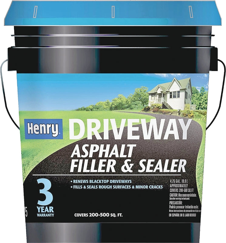 Henry HE175074 Driveway Asphalt Filler and Sealer, Liquid, Black/Brown, 4.75 gal Pail