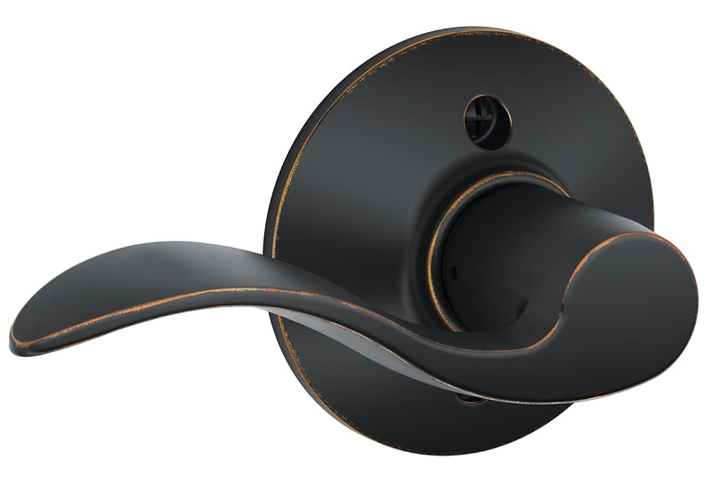 Schlage Accent Series F170ACC716LH Left Hand Dummy Lever, Mechanical Lock, Aged Bronze, Metal, Residential, Left Hand