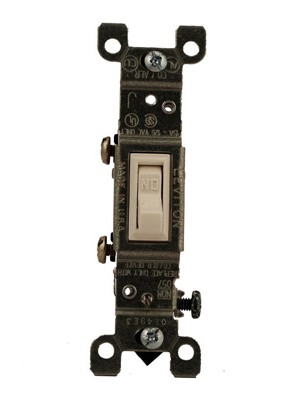 Leviton C22-02651-02W Toggle Switch, 15 A, 120 V, Thermoplastic Housing Material, White