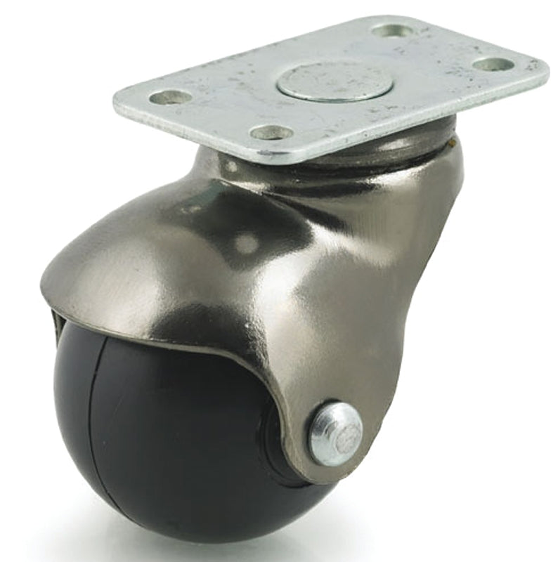Dh Casters C-H15P2AB Swivel Ball Caster, 1-1/2 in Dia Wheel, Rubber Wheel, 90 lb