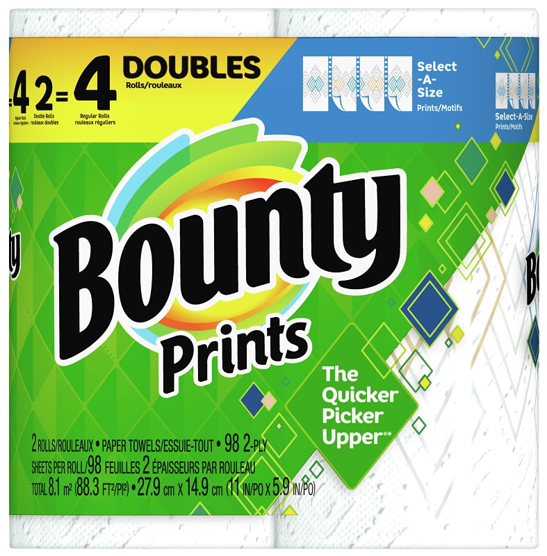Bounty 66660 Double Roll Paper Towel, 2-Ply, White, 2 PK
