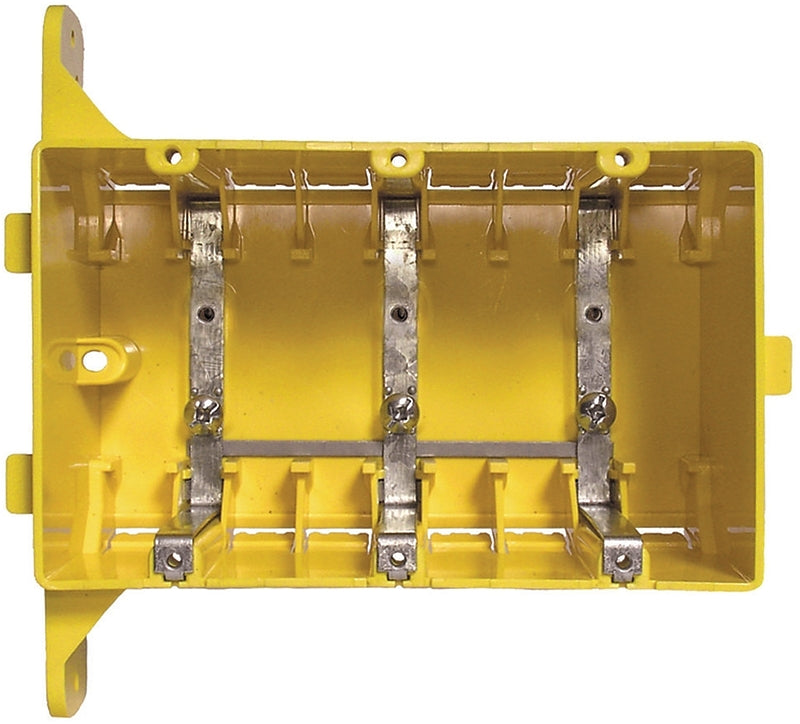 Hubbell 2023R Outlet Box, 3-Gang, Plastic/Resin, Yellow, Flush