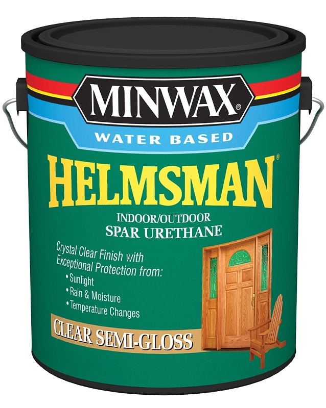 Minwax Helmsman 710510000 Spar Varnish, Semi-Gloss, Crystal Clear, Liquid, 1 gal, Can
