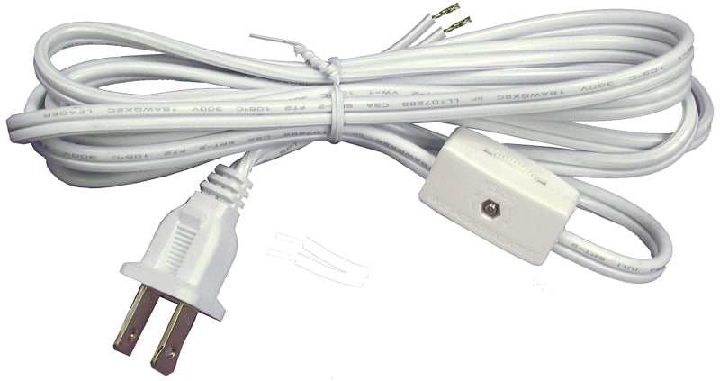Atron LA945 Lamp Cord with In-Line Switch, 6 ft L, White Sheath
