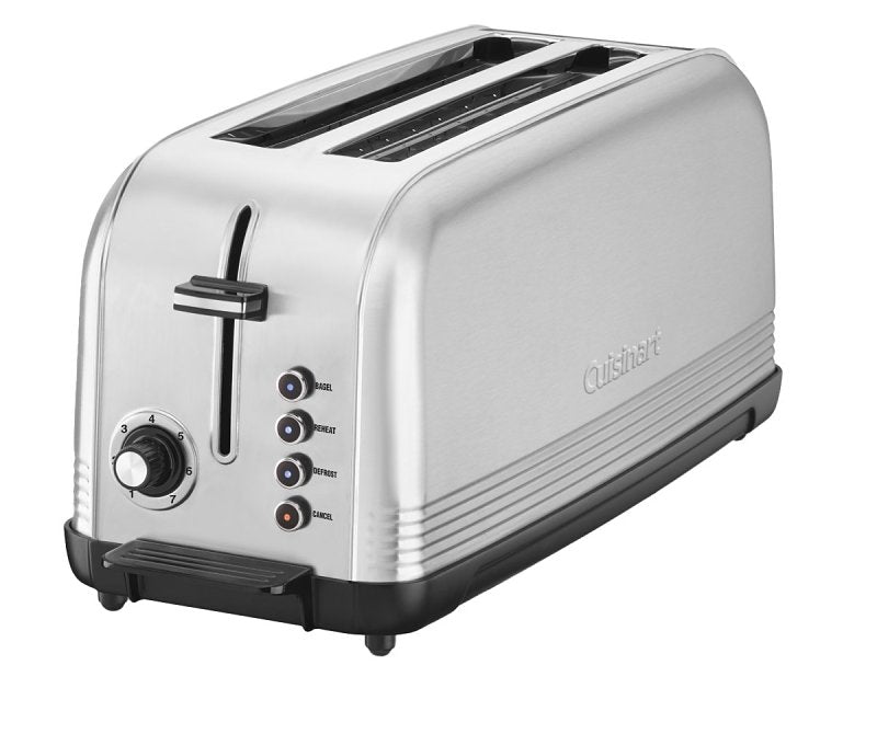 Cuisinart CPT-2500 Long Slot Toaster, 2-Slice, Bagel, Cancel, Defrost, Reheat, Button Control, Stainless Steel