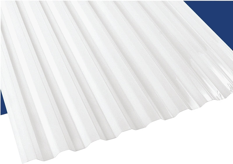 Suntuf 101892 Corrugated Panel, 12 ft L, 26 in W, Greca 76 Profile, 0.032 in Thick Material, Polycarbonate, Opal White