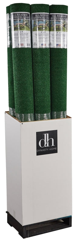 Dynasty Carpet 1140 Artificial Grass Carpet, 1/4 in H Pile, 6 ft L Roll, Polypropylene, Polyurethane Backing, Green